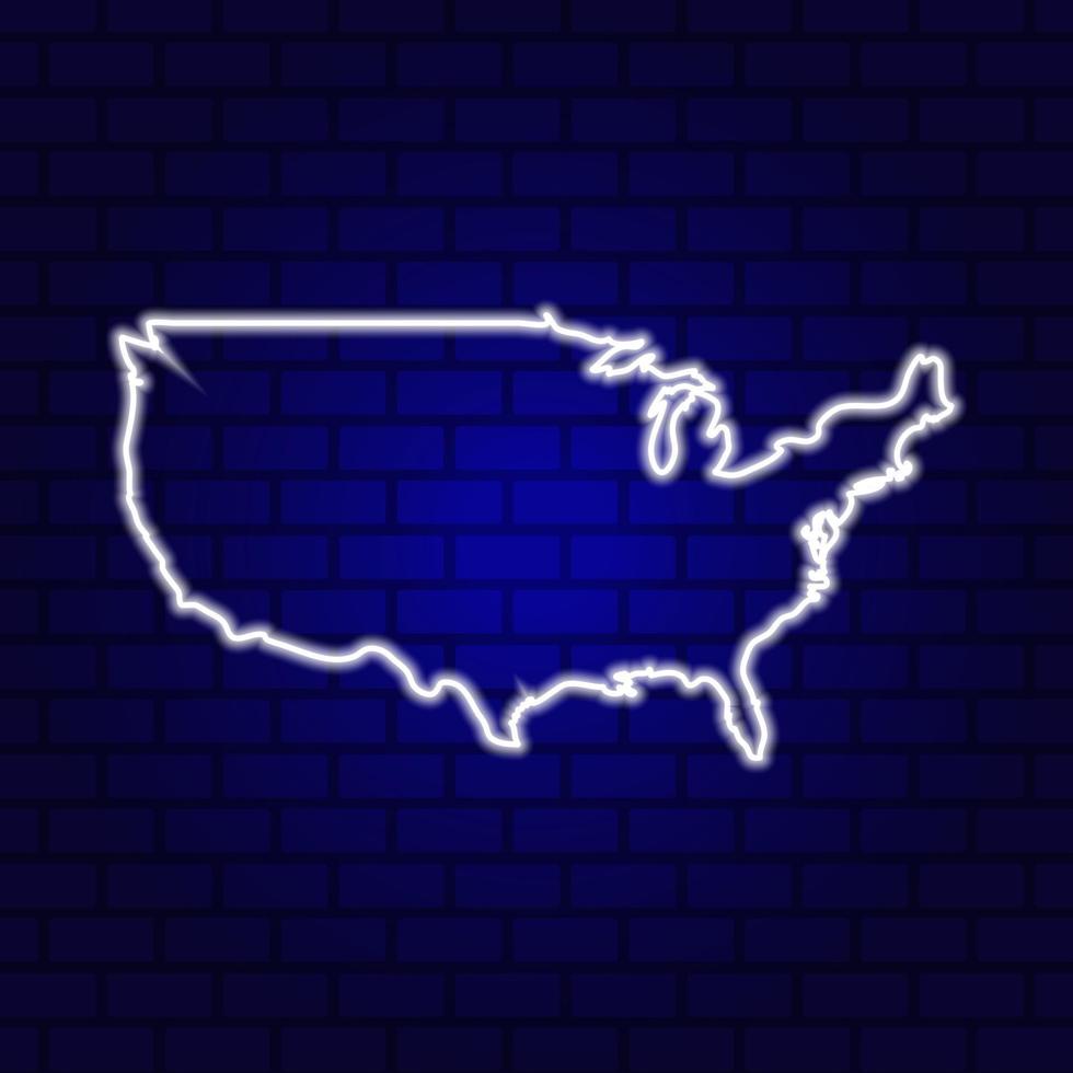 neon bianco silhouette mappa degli stati uniti d'america vettore