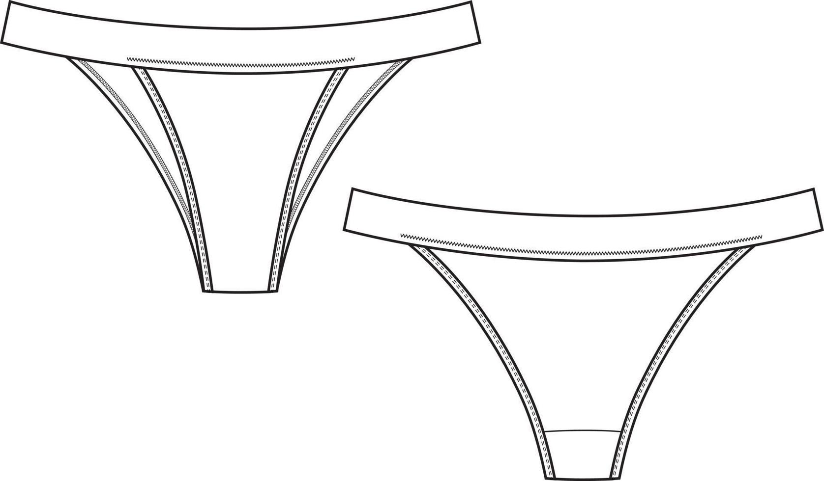 tanga intimo tecnico. schizzo di moda piatto slip sfacciato vettore