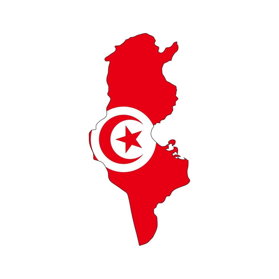 sagoma mappa tunisia con bandiera su sfondo bianco vettore