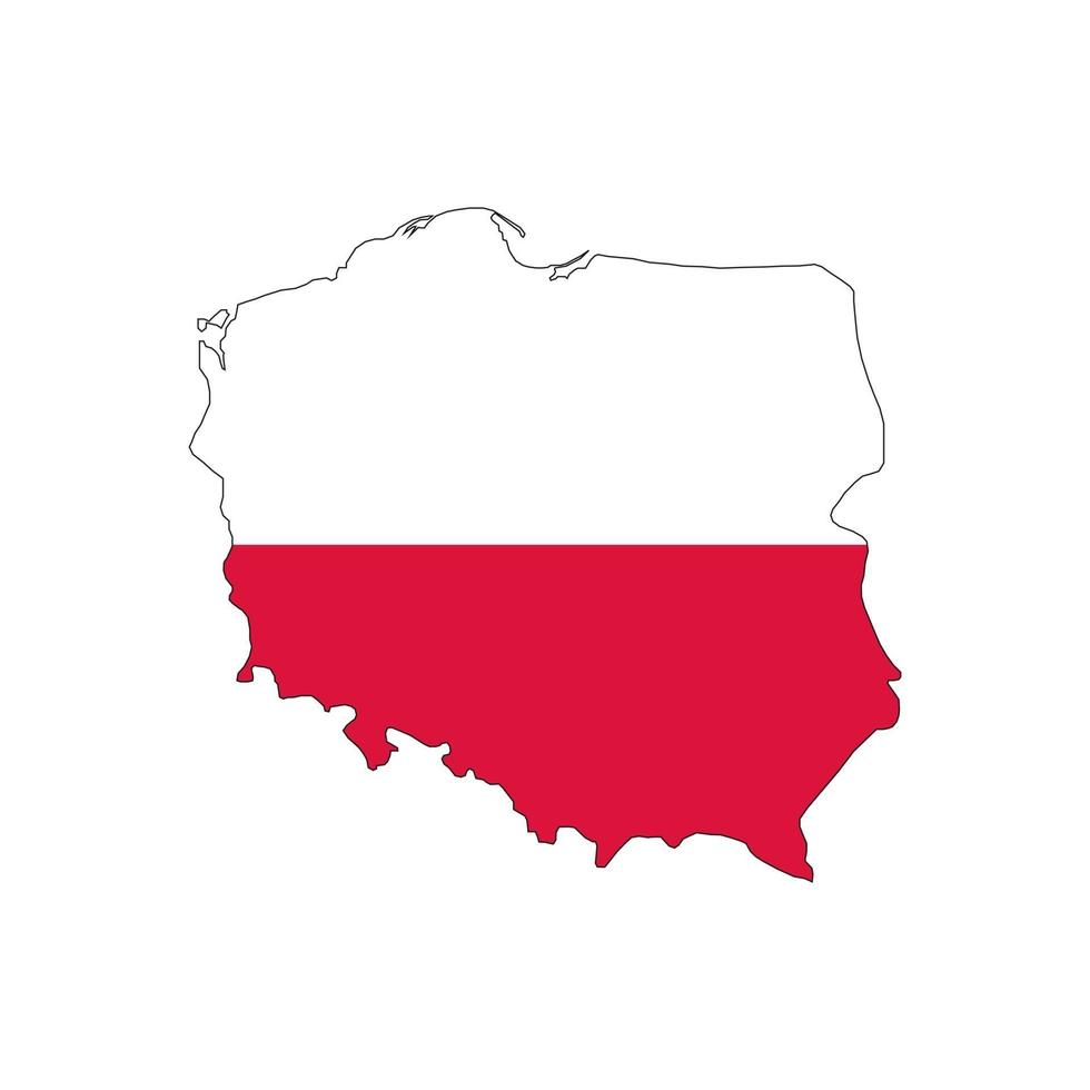 sagoma mappa polonia con bandiera su sfondo bianco vettore