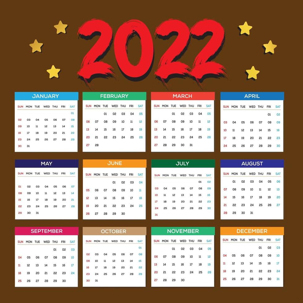 Modello di progettazione del calendario 2022 vettore