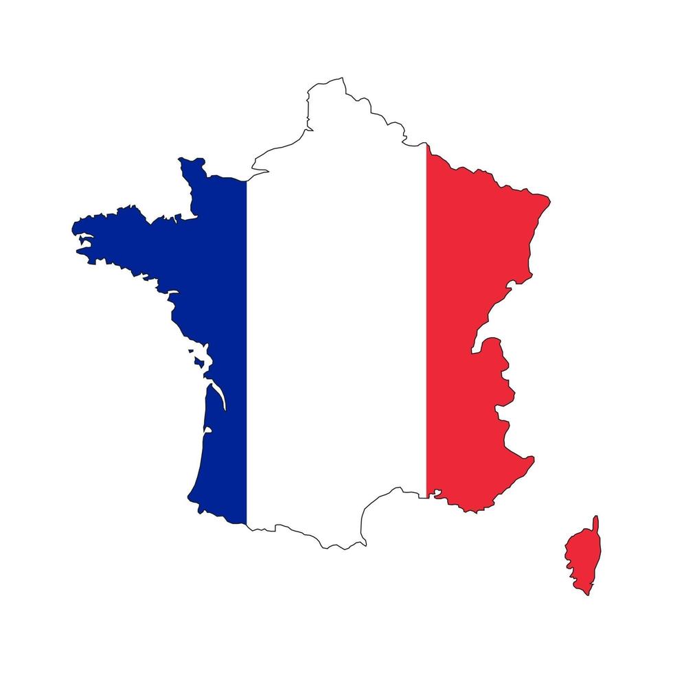 Francia mappa silhouette con bandiera su sfondo bianco vettore
