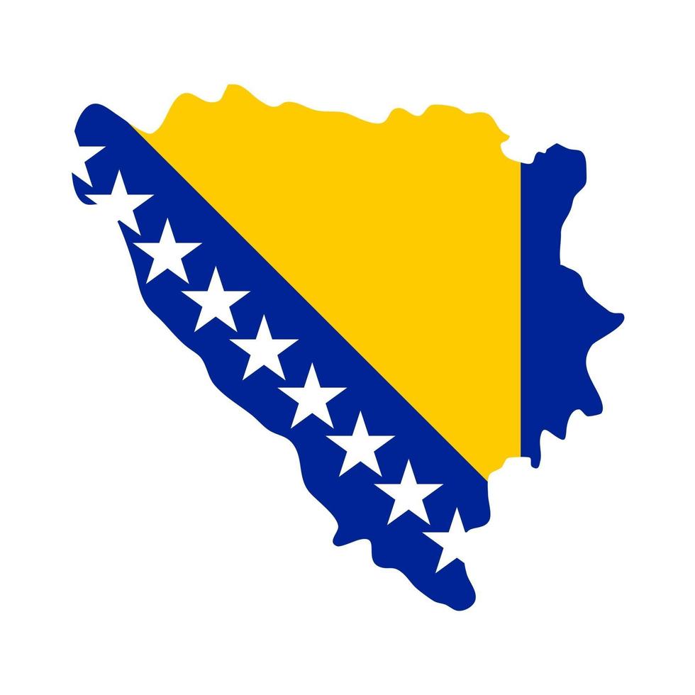 bosnia ed erzegovina mappa silhouette con bandiera su sfondo bianco vettore