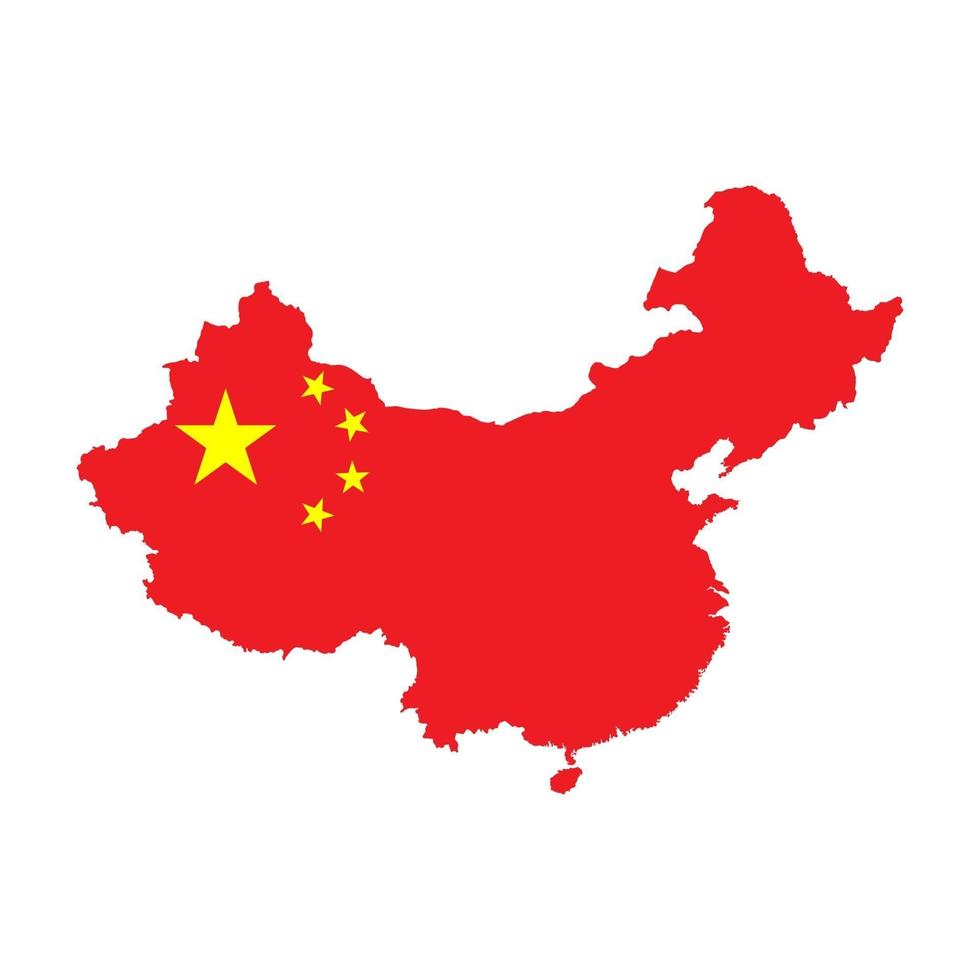 Cina mappa silhouette con bandiera su sfondo bianco vettore