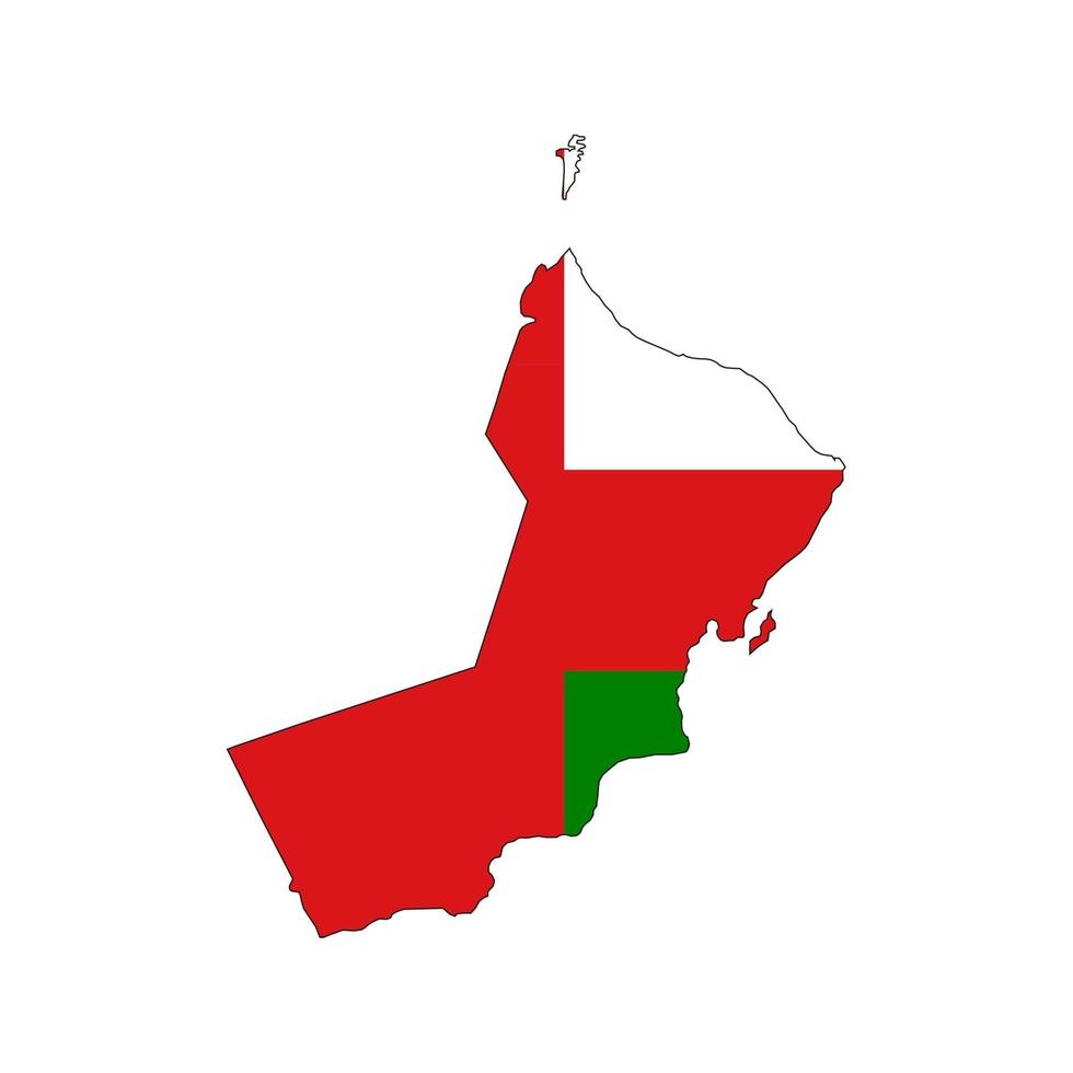 sagoma mappa oman con bandiera su sfondo bianco vettore