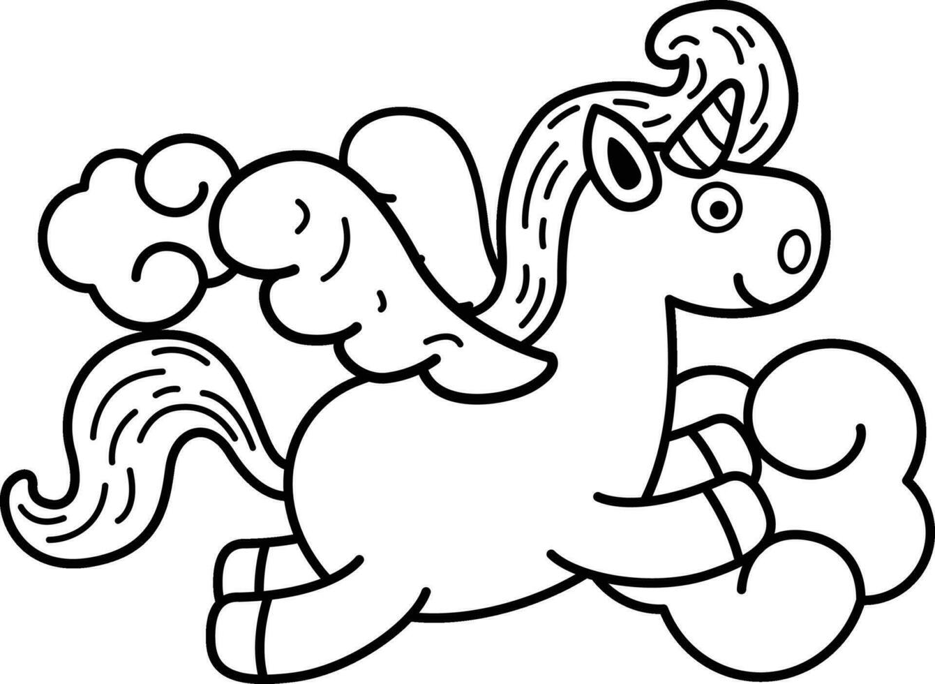 illustrazione nero e bianca unicorno vettore