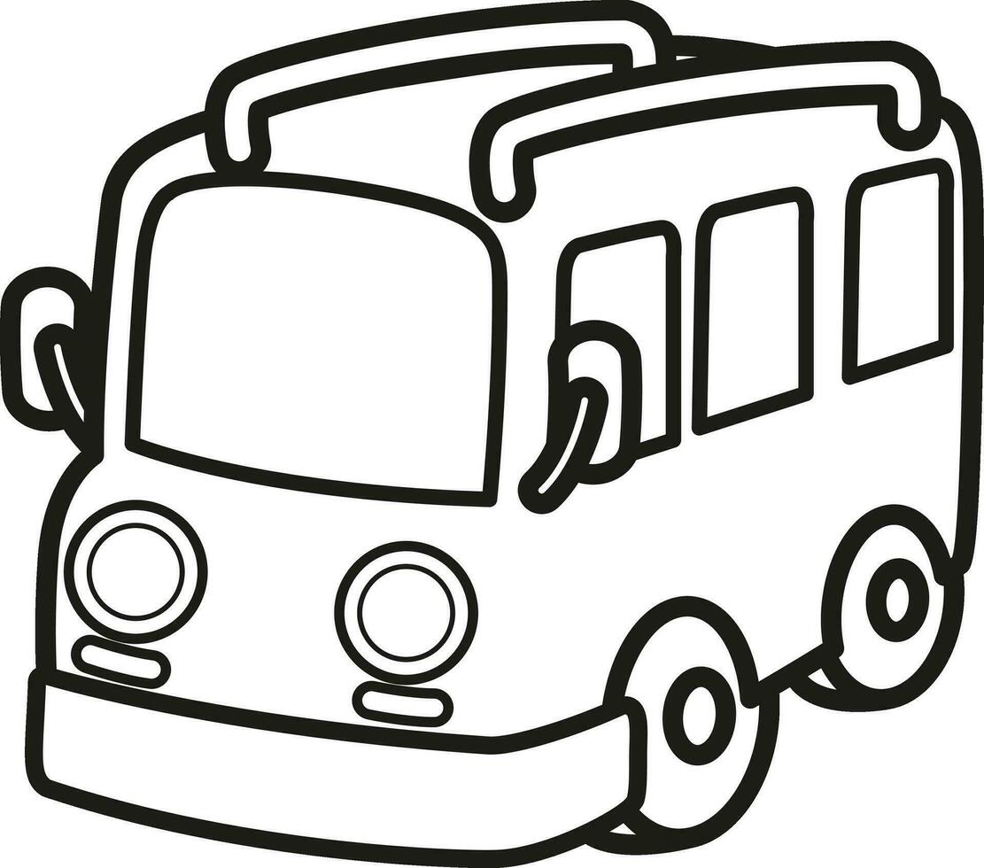 illustrazione nero e bianca furgone per colorazione libro vettore