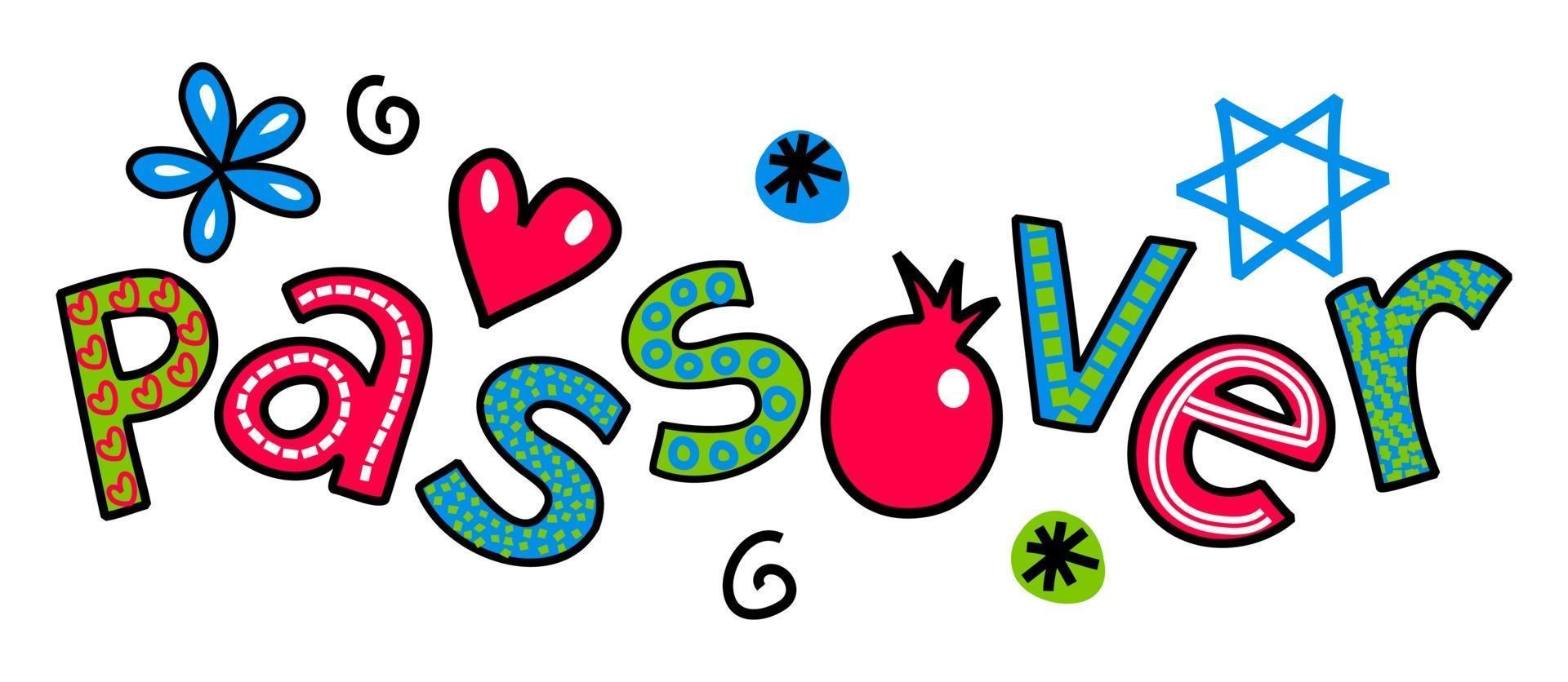 Pasqua doodle vacanza celebrazione testo titolo lettering vettore