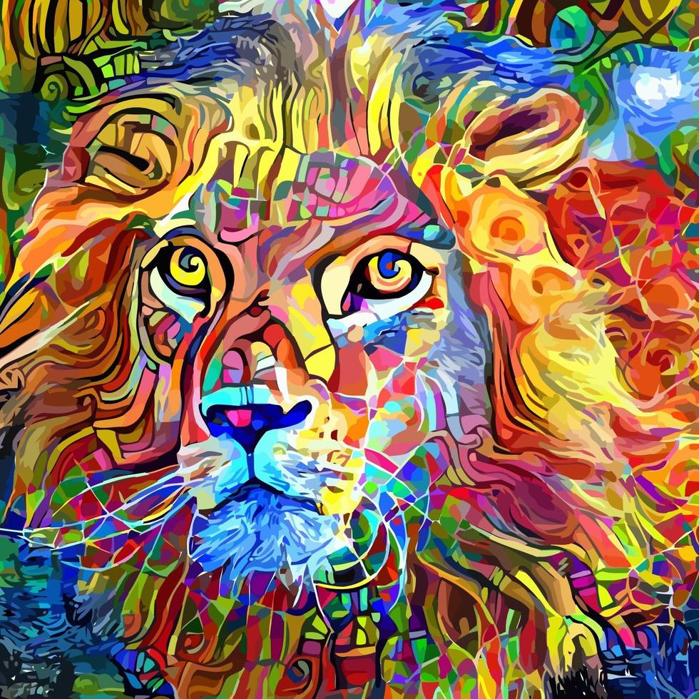 ritratto astratto del leone pittura geometrica astratta vettore