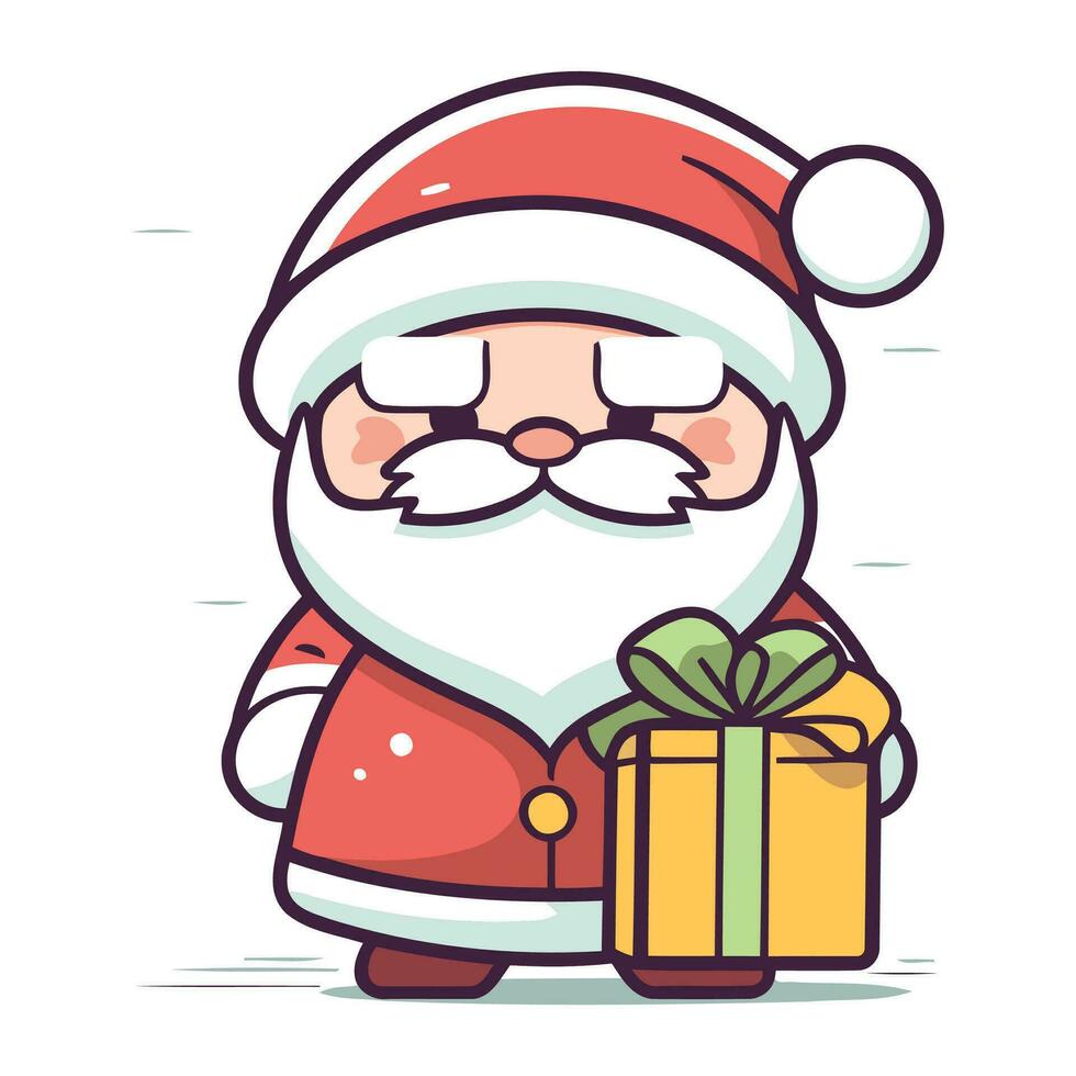 cartone animato Santa Claus con un' regalo. vettore illustrazione.