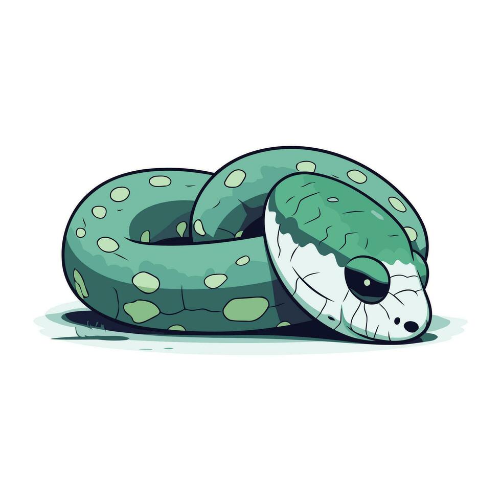 carino cartone animato verde serpente. vettore illustrazione isolato su bianca sfondo.