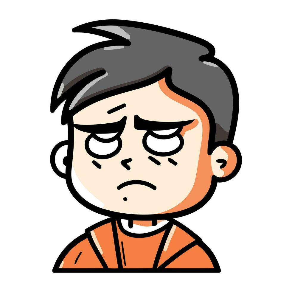 arrabbiato ragazzo viso cartone animato vettore illustrazione