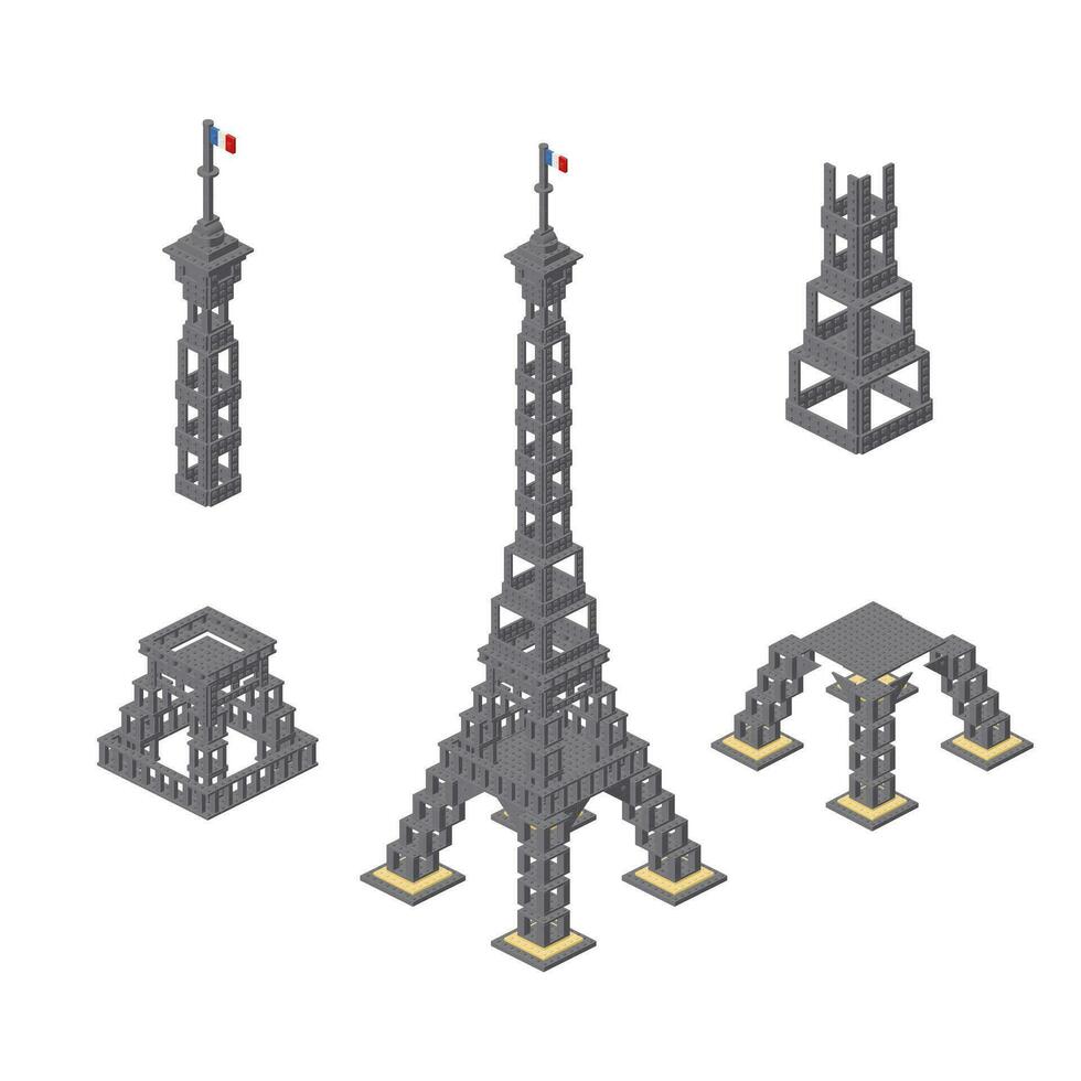 concetto con il eiffel Torre nel isometrico stile per Stampa e disegno.vettore illustrazione. vettore