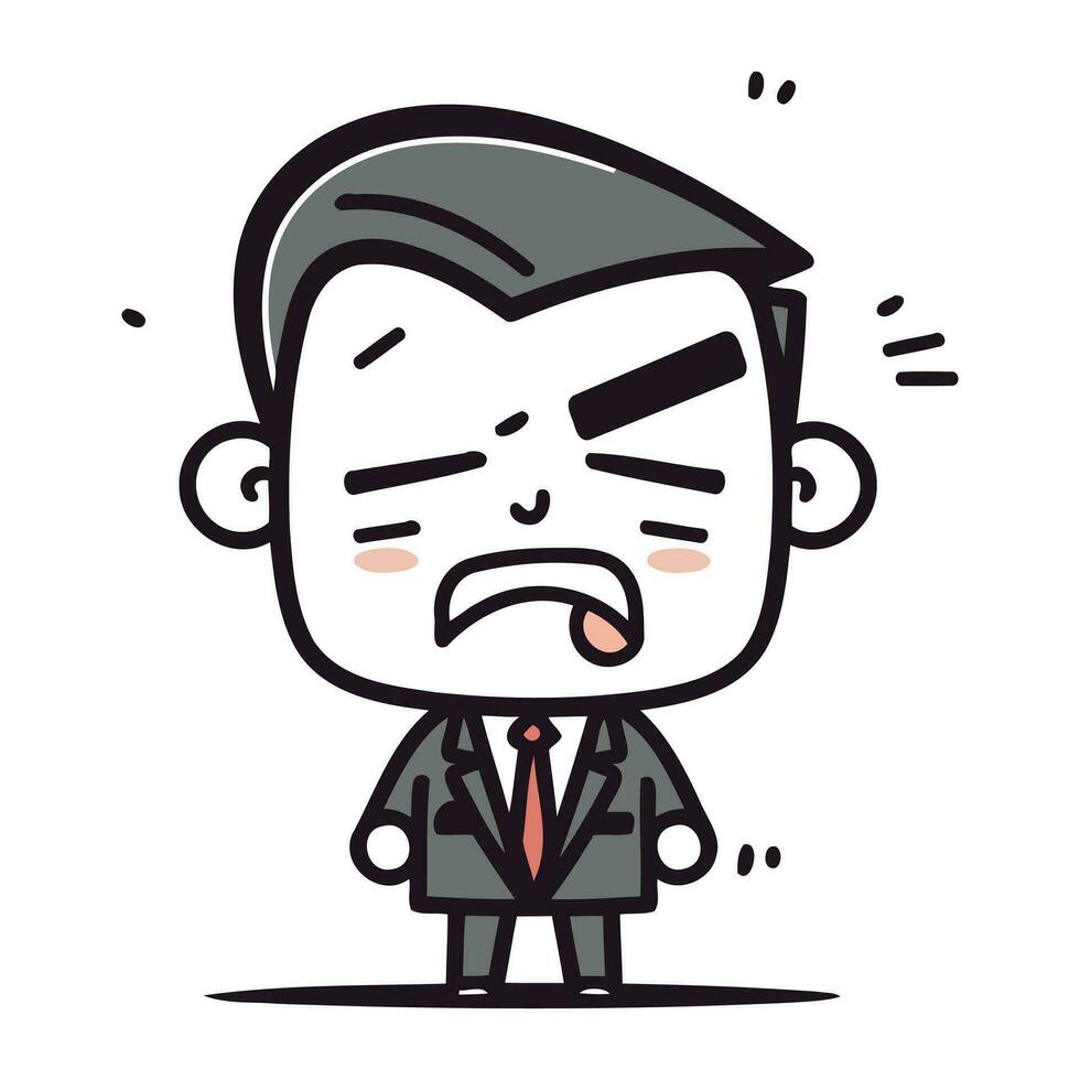 arrabbiato uomo d'affari cartone animato carattere. vettore illustrazione di arrabbiato uomo d'affari cartone animato carattere.