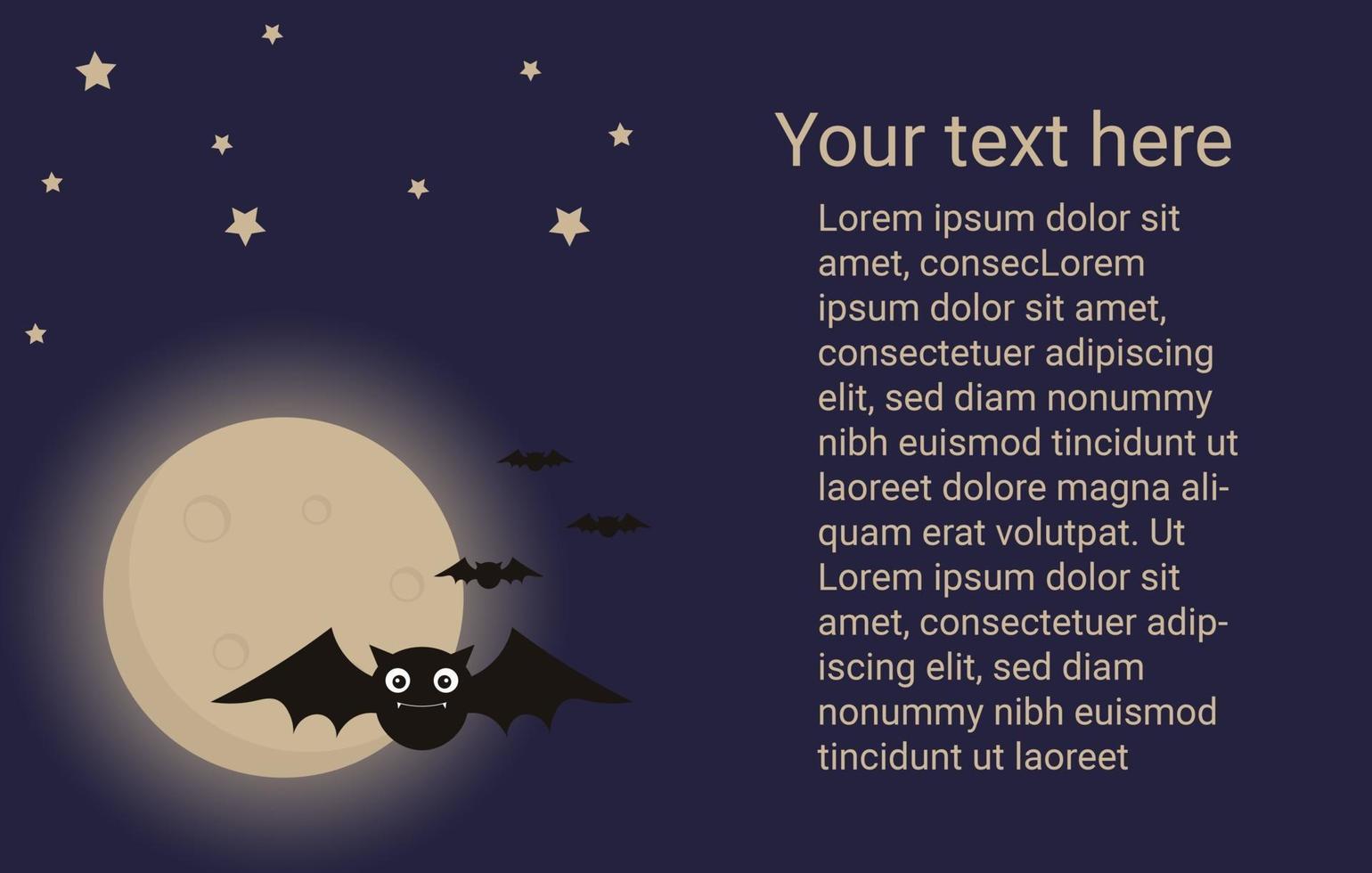 sfondo di halloween con luna, pipistrello e stelle. vettore