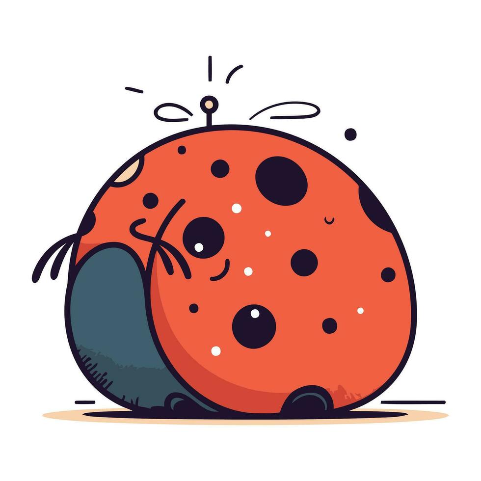 coccinella. carino cartone animato vettore illustrazione. isolato su bianca sfondo.