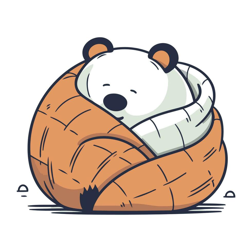 polare orso addormentato nel un' cestino. carino cartone animato vettore illustrazione.