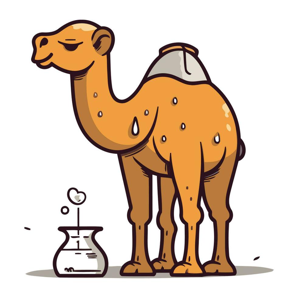 cammello e test tubo. vettore illustrazione di un' cammello e test tubo.