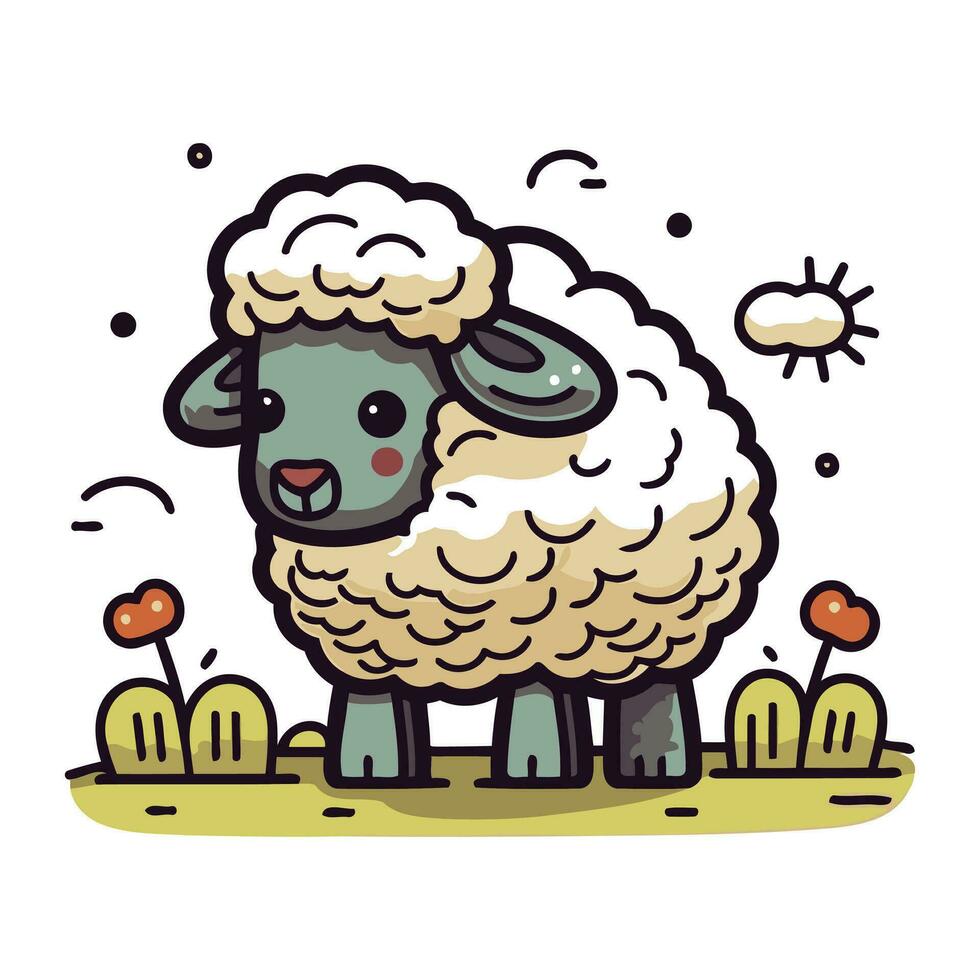 pecora vettore illustrazione. carino cartone animato pecore. azienda agricola animale.