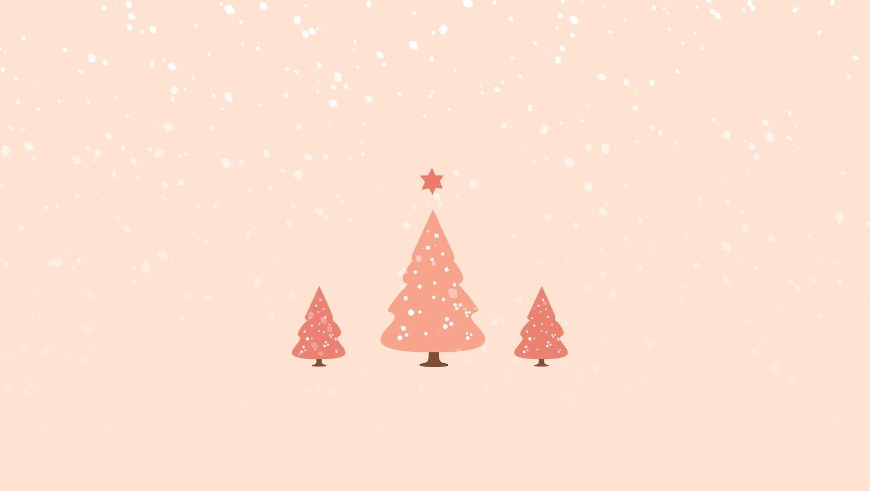 Natale carta con Natale alberi e fiocchi di neve. vettore illustrazione.