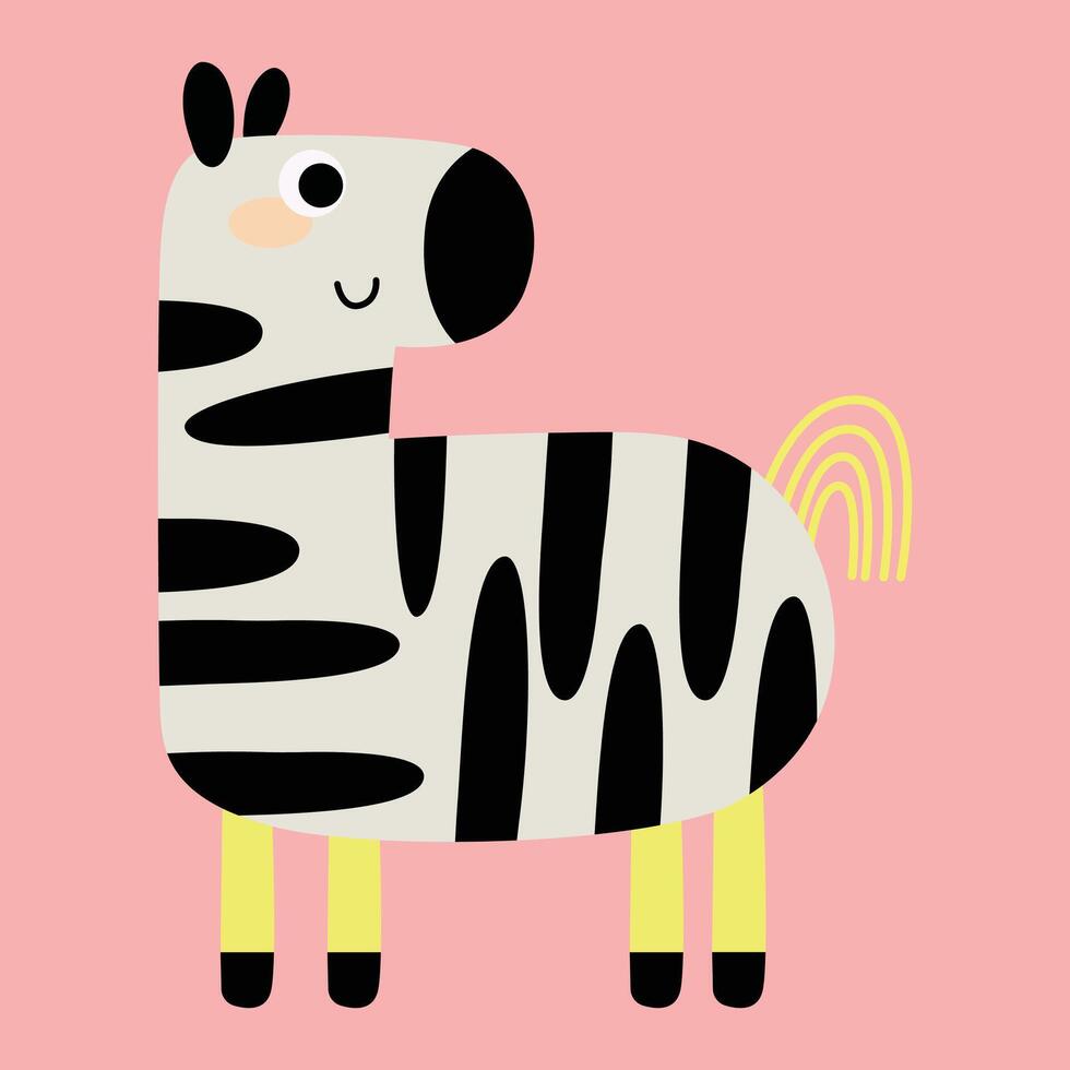 divertente creativo mano disegnato figli di illustrazione di carino zebra vettore