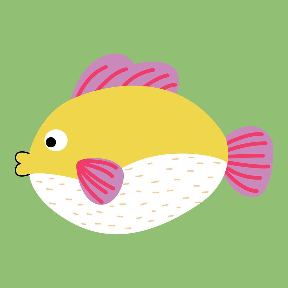 divertente creativo mano disegnato figli di illustrazione di carino pesce vettore