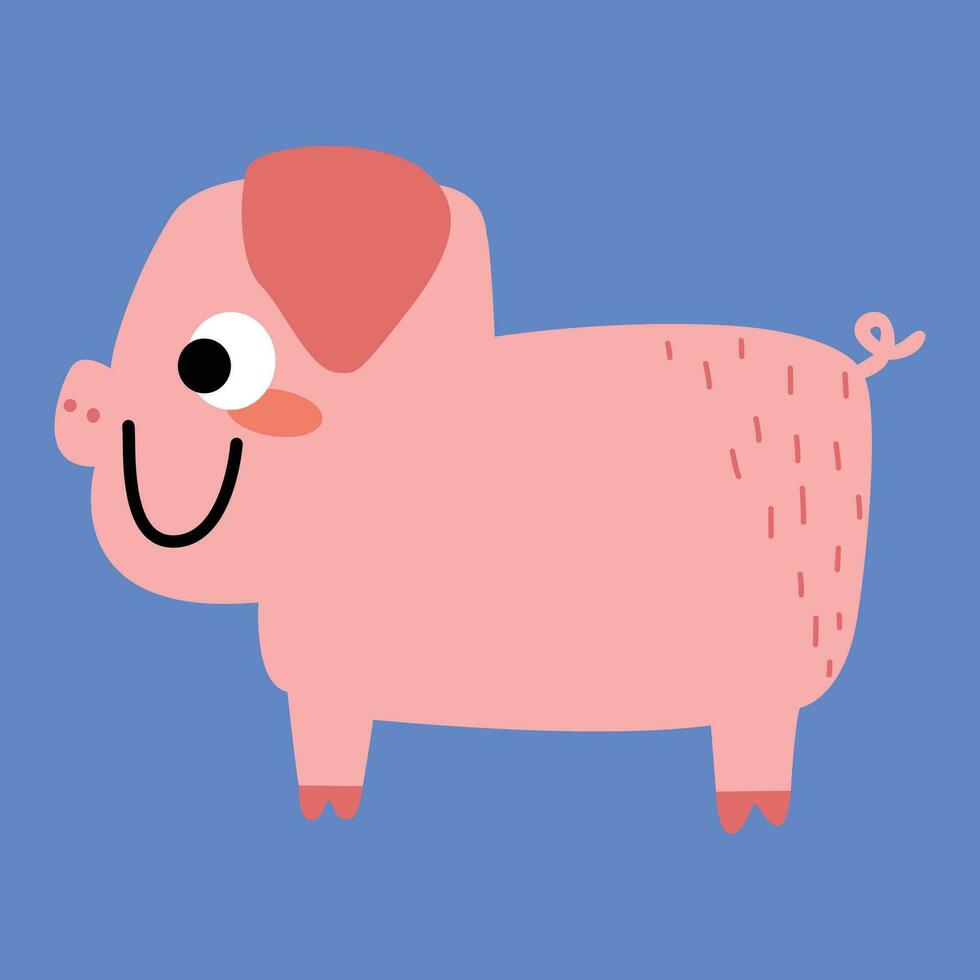 divertente creativo mano disegnato figli di illustrazione di carino maiale vettore