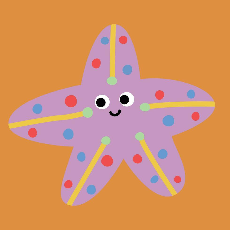 divertente creativo mano disegnato figli di illustrazione di carino stella marina vettore