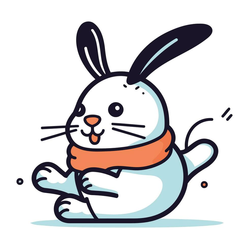carino coniglio con sciarpa. vettore illustrazione nel cartone animato piatto stile.