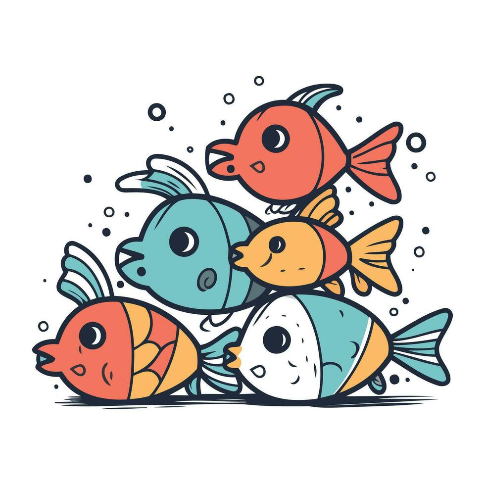 carino cartone animato pesce. vettore illustrazione. carino cartone animato pesce.