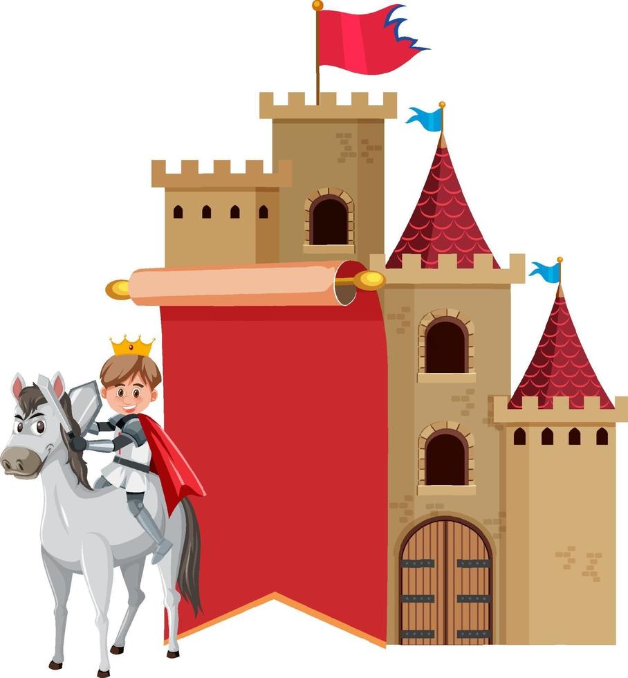 cavaliere a cavallo personaggio dei cartoni animati su sfondo bianco vettore