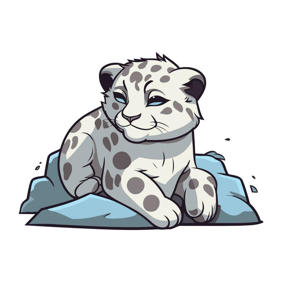 neve leopardo cartone animato. vettore illustrazione di un' neve leopardo.