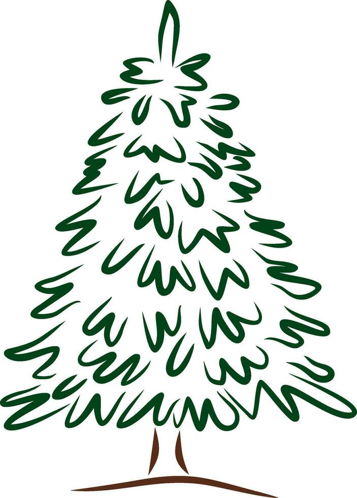 vettore verde disegnato a mano Natale albero. foresta abete rosso.