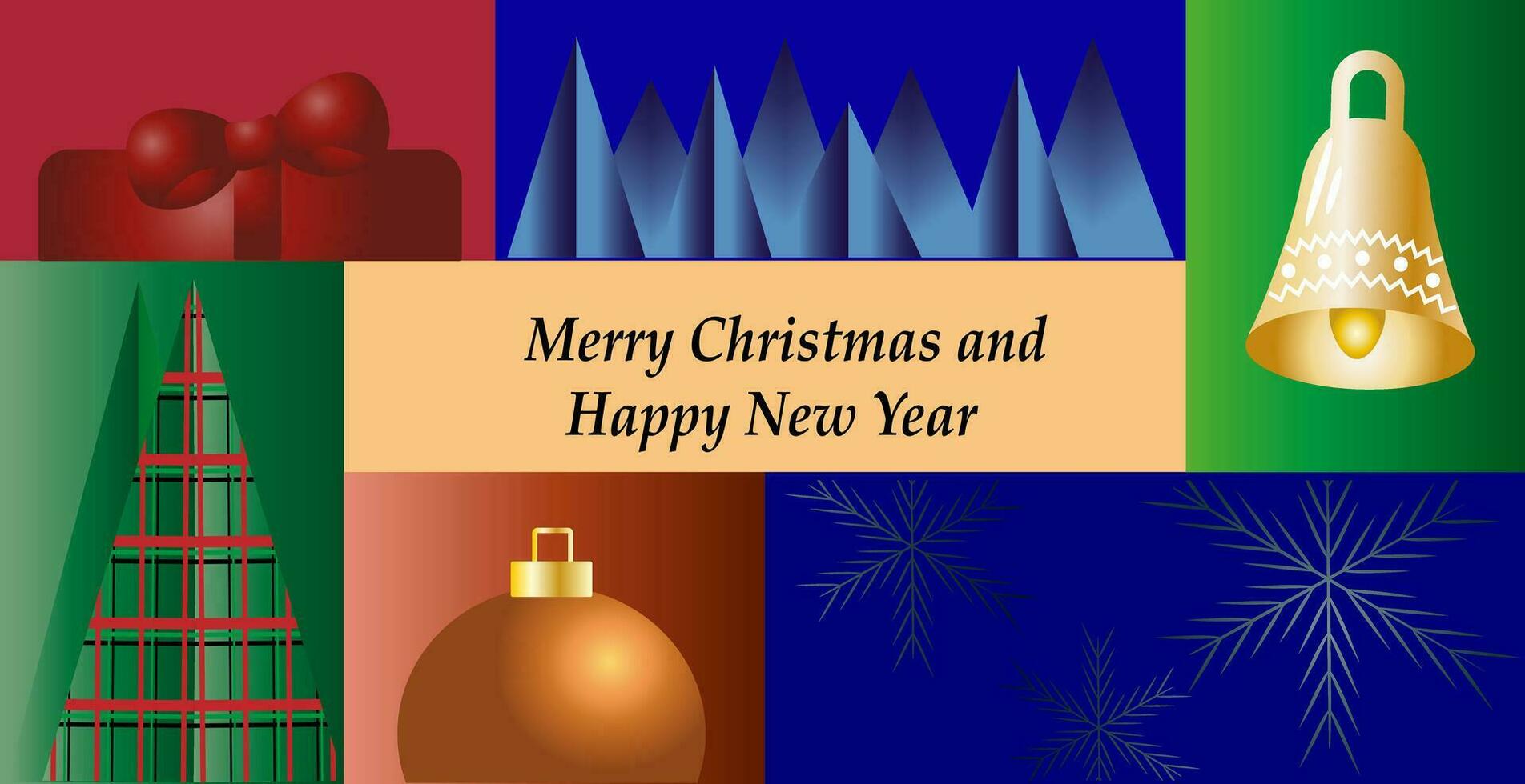 allegro Natale e nuovo anno massaico vettore sfondo modello cartolina allegro Natale saluto albero palle neve regalo
