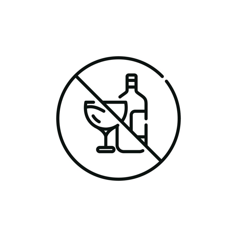no alcool linea icona cartello simbolo isolato su bianca sfondo vettore