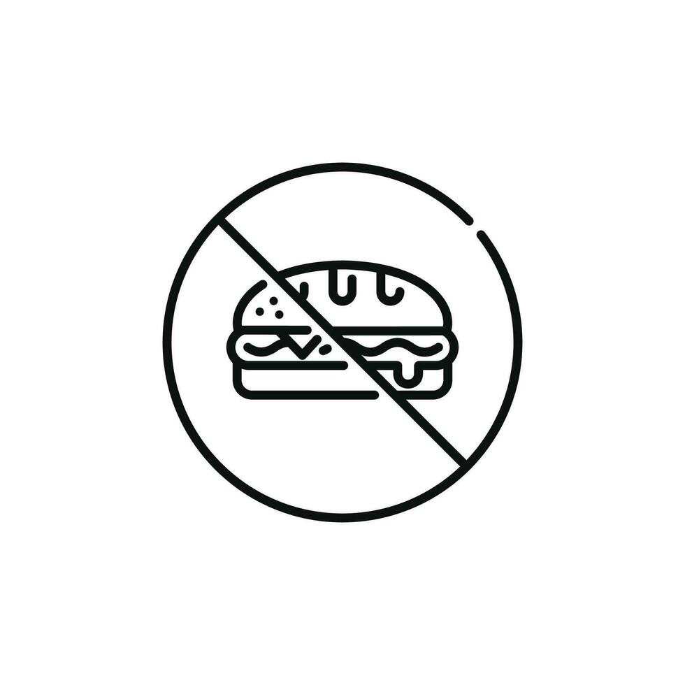 no Sandwich permesso linea icona cartello simbolo isolato su bianca sfondo. no cibo cartello simbolo vettore