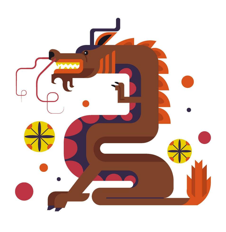 Cinese Drago, fantasia personaggi con corna vettore