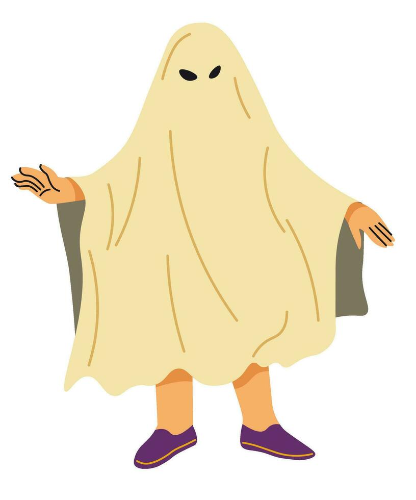 fantasma o poltergeist Halloween costume personaggio vettore