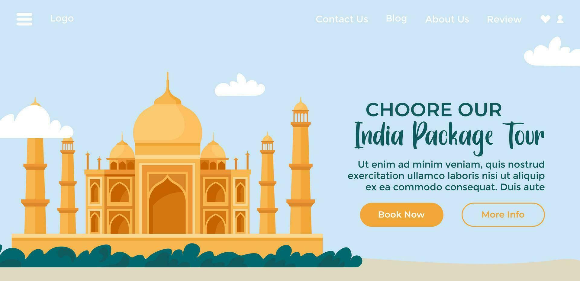 scegliere nostro India pacchi tournée, sito web pagina vettore