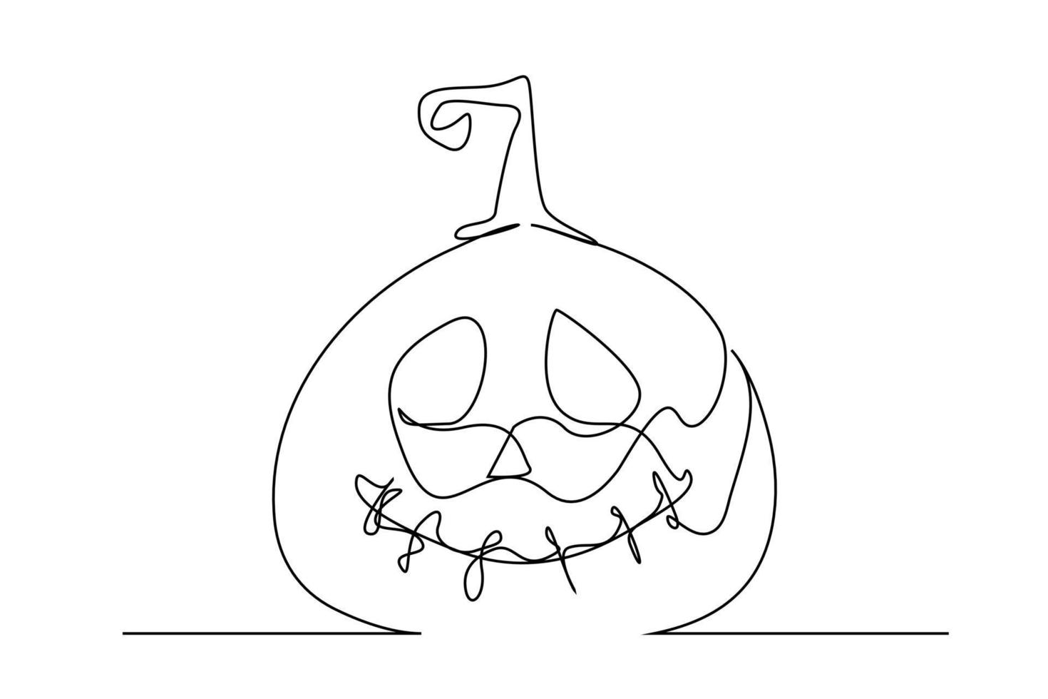 disegno a tratteggio continuo della zucca di halloween. illustrazione vettoriale