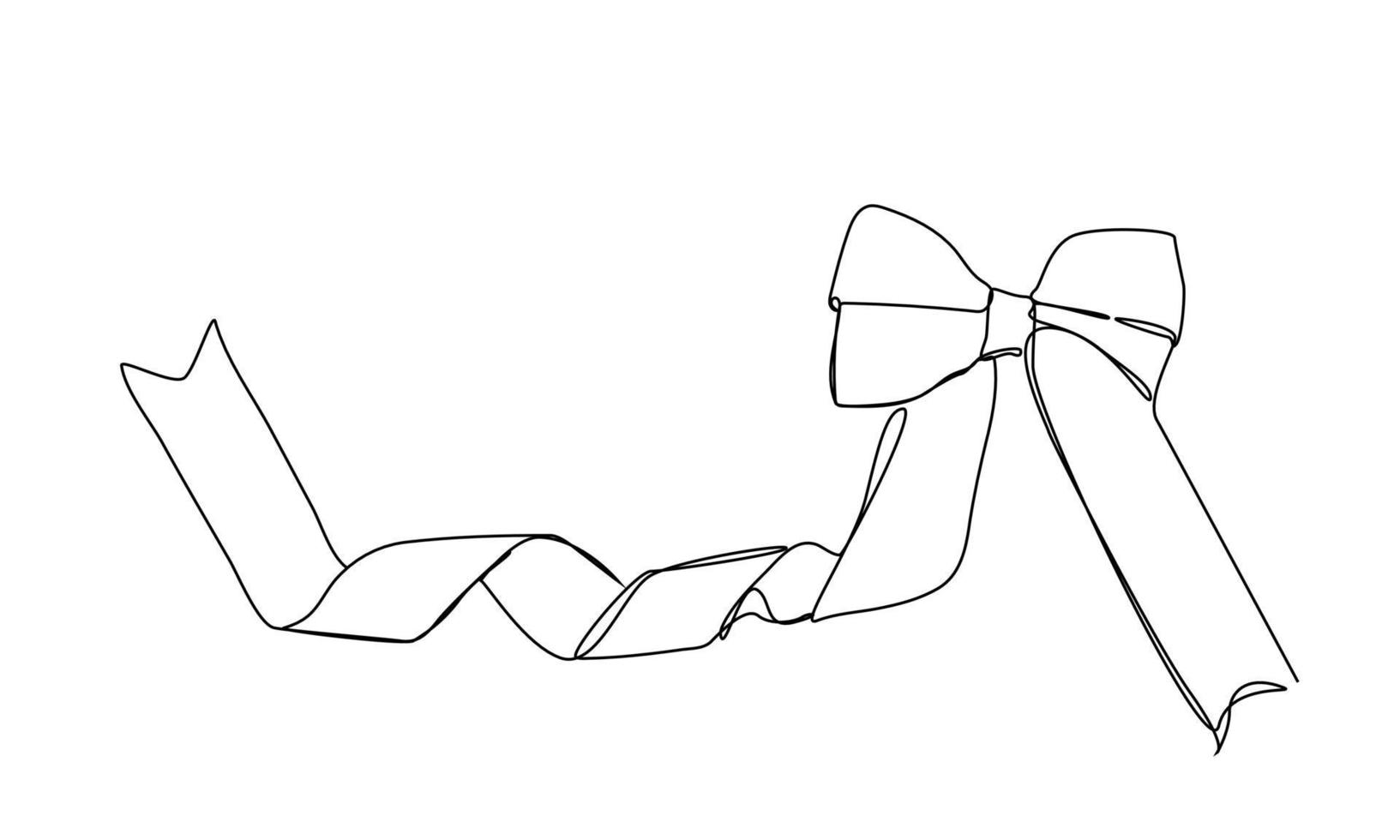 fiocco di nastro regalo in semplice stile di disegno a linea continua. vettore