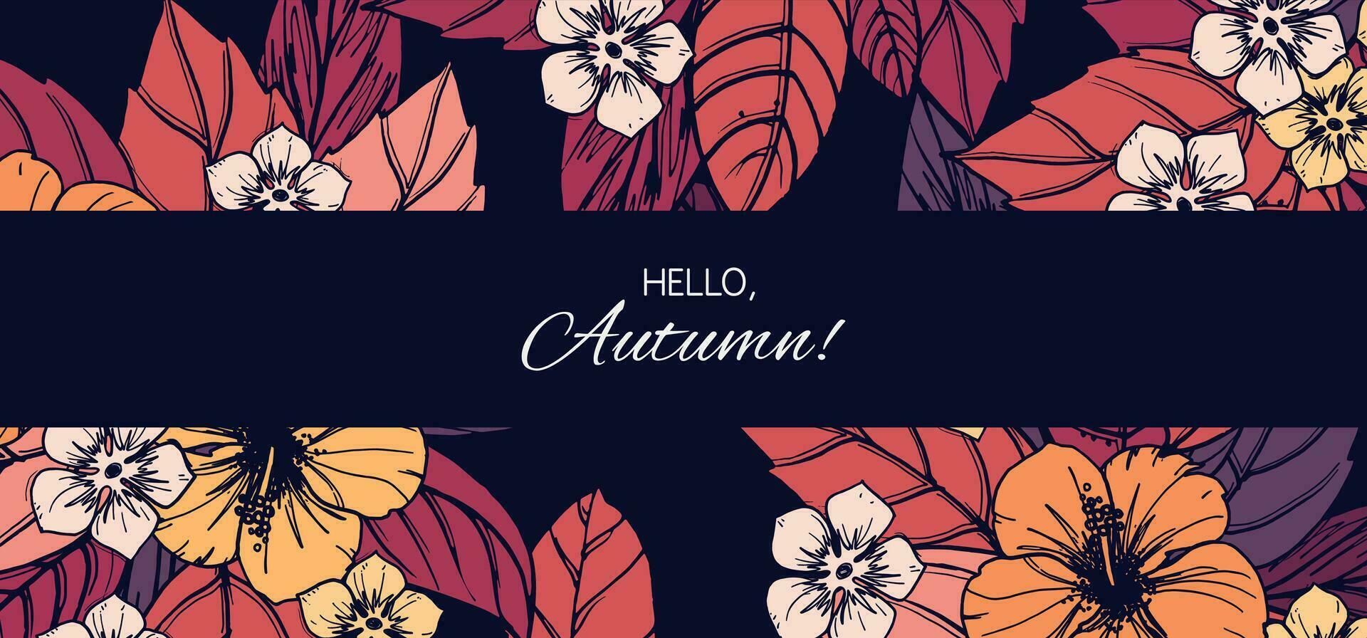 autunno floreale carta e bandiera design vettore