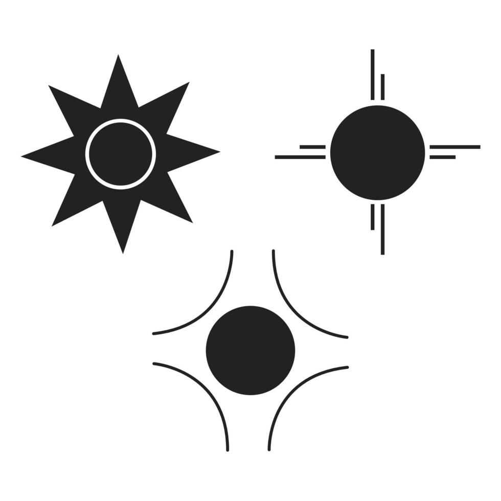 icona astratta del sole segno nero vettore