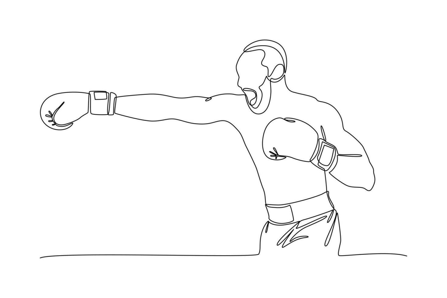 continuo uno linea disegno pugili, muai tailandese combattenti. boxe, gli sport, allenarsi concetto. scarabocchio vettore illustrazione.