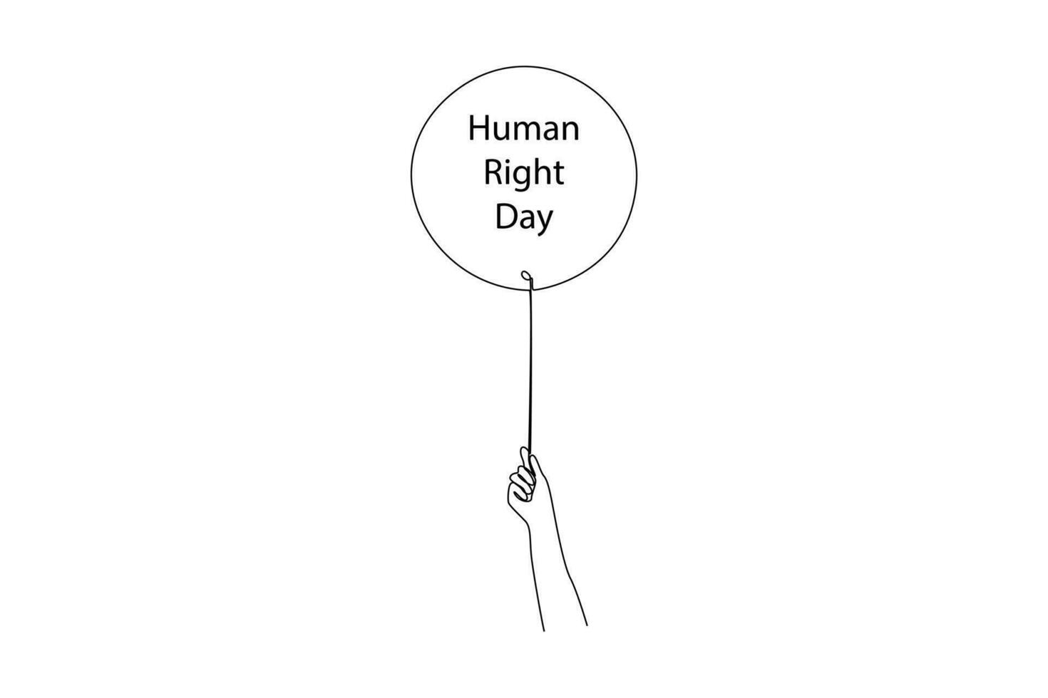 uno continuo linea disegno di dicembre 10, mondo umano diritti giorno concetto. scarabocchio vettore illustrazione nel semplice lineare stile.