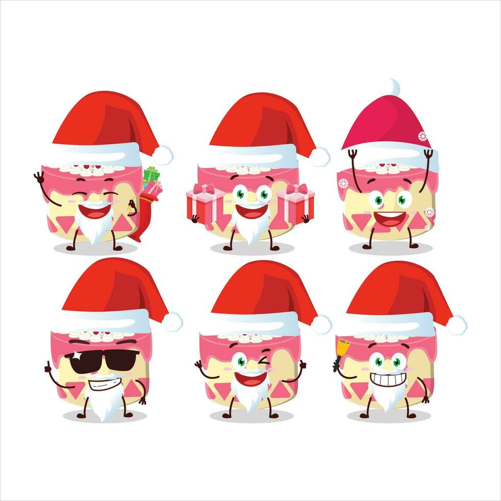 Santa Claus emoticon con Dolcemente torta ciliegia cartone animato personaggio vettore