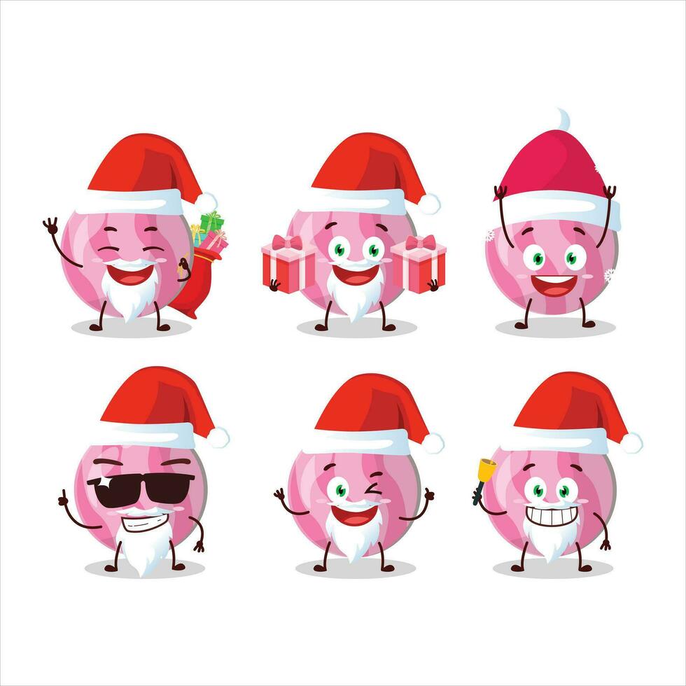 Santa Claus emoticon con rosa caramella cartone animato personaggio vettore