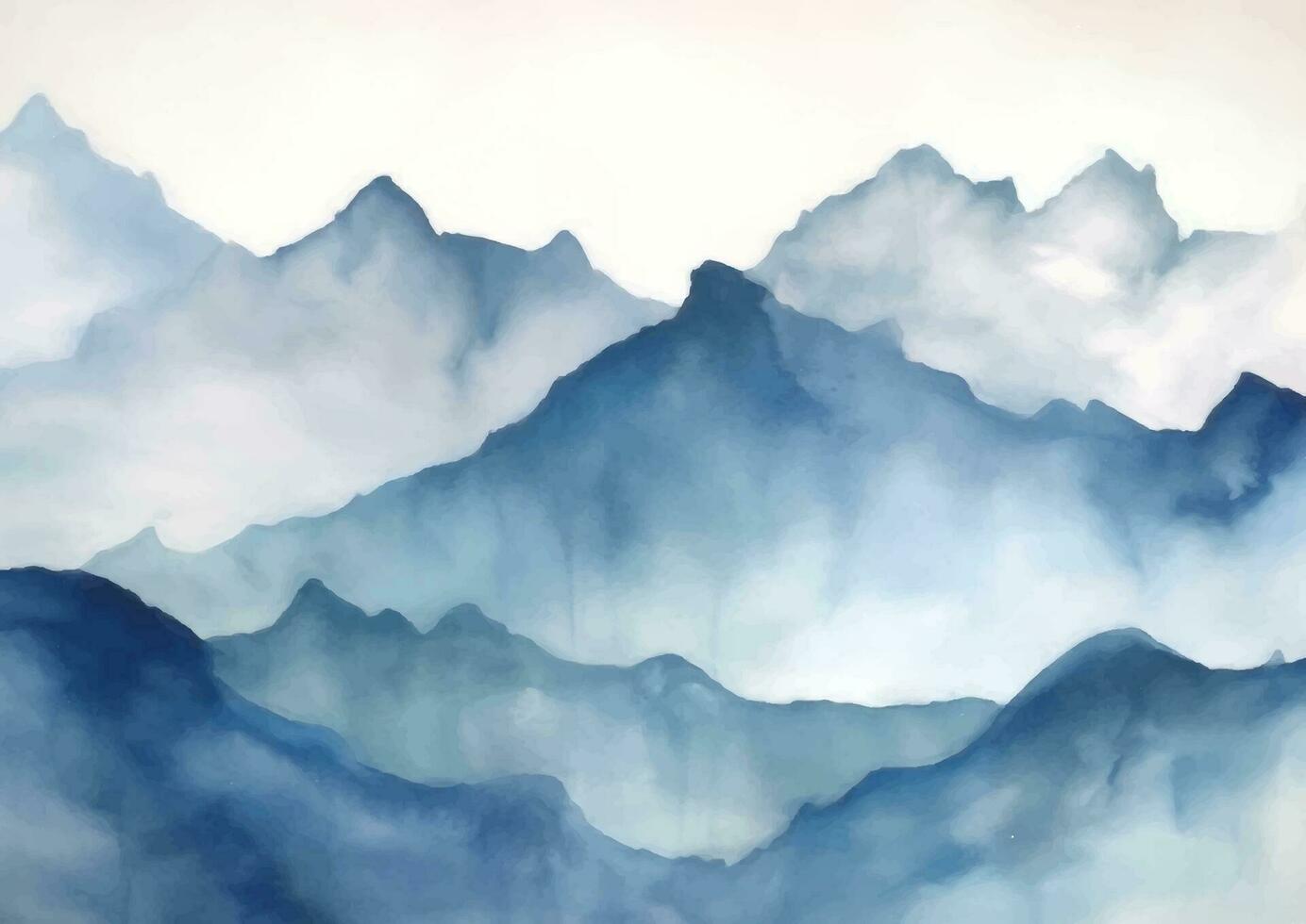 minimo mano dipinto acquerello montagna paesaggio vettore