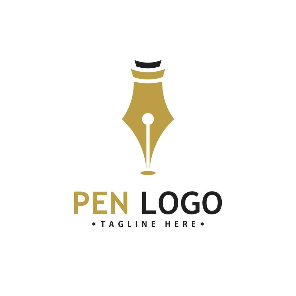modello icona logo penna. identità dello scrittore dell'azienda vettore