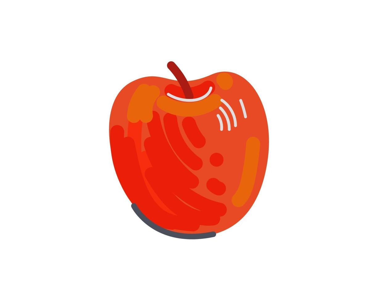 mela rossa disegnata a mano. vettore isolato di disegno dell'icona della frutta fresca